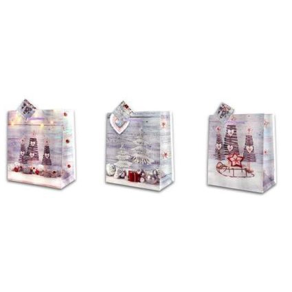 Geschenktasche Silver Christmas mittel (12 Stück)