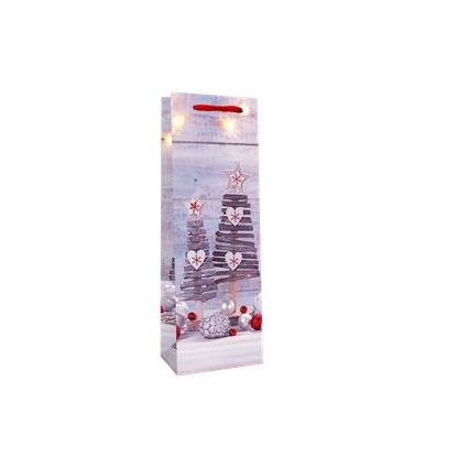 Geschenktasche Silver Christmas für eine Flasche Wein/Sekt/Glühwein