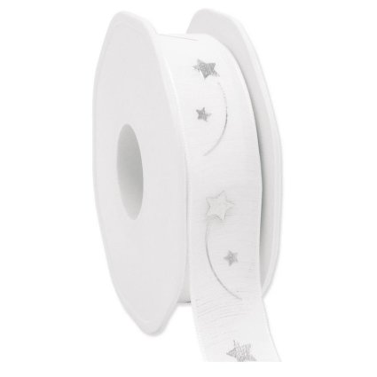 Geschenkband Sternenschweif weiß/silber