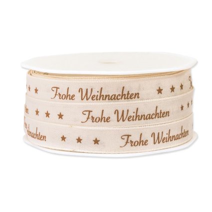 Geschenkband Frohe Weihnachten creme
