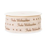 Geschenkband "Frohe Weihnachten creme", 12 mm x...