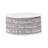 Geschenkband "Frohe Weihnachten grau", 12 mm x...