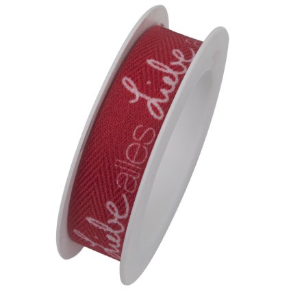 Geschenkband "alles Liebe" rot, 15 mm x 2,5 m