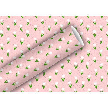 Geschenkpapier Minitulps rosa, 2 m x 70 cm