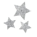 Glitzerstern zum Aufkleben silber, sortiert