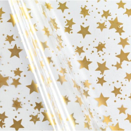 Klarsichtbeutel Sterne gold mini (50 x 35 cm)