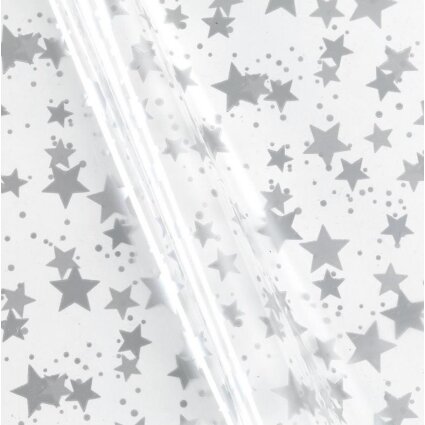 Klarsichtbeutel Sterne silber mini (50 x 35 cm)