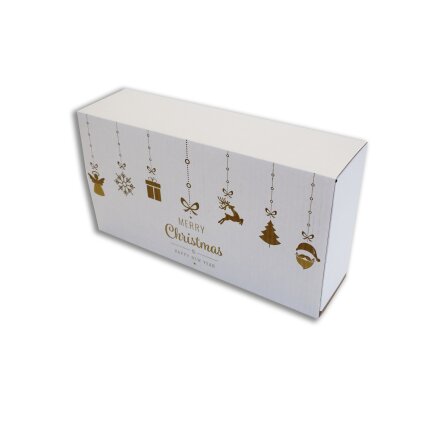 Golden Christmas-Kombi, 2er Präsentkarton mit Einlage für zwei Flaschen Bocksbeutel mit Tragegriff