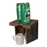 5l Bierfaß mit Bierhocker aus Wellpappe in rustikaler Holzoptik