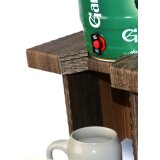 5l Bierfaß mit Bierhocker aus Wellpappe in rustikaler Holzoptik