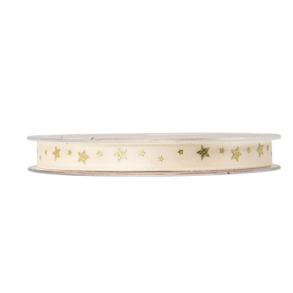 Geschenkband "Little Stars Satin" creme/gold 10mm x 25m