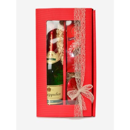 Sekt und Schokolade -  Rotkppchen-Sekt trocken, Lindorkugeln Milch und Pralinenherz von Lindt