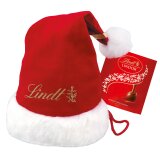 Geschenkset Weihnachten "Rotkäppchen Wintersecco Preiselbeere & Nelke mit Weihnachtsmann-Mütze von Lindt"