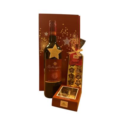 Geschenkset Weihnachten "Rotkäppchen Glühwein rot mit Lauensteiner Pralinen"