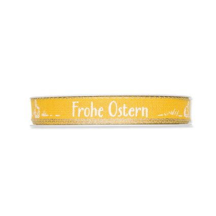 Geschenkband Frohe Ostern gelb, 15 mm x 20 m
