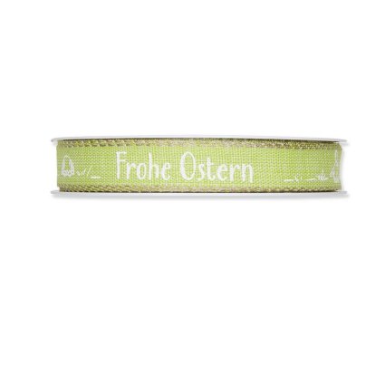 Geschenkband "Frohe Ostern grün", 15 mm x 20 m