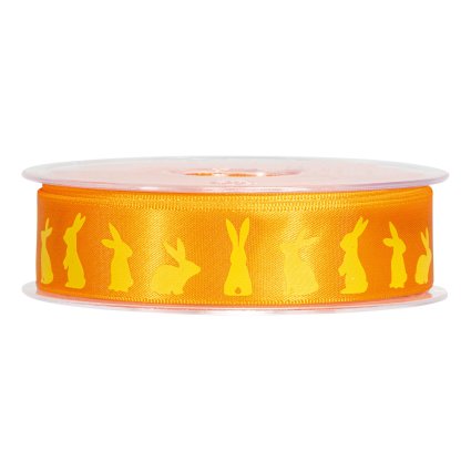 Geschenkband "Osterhase Satin orange/gelb", 22 mm x 25 m