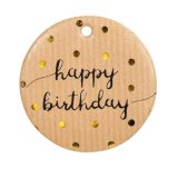 Papieranhnger Happy Birthday natur,  5cm