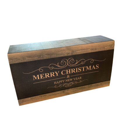 Christmas Wood-Kombi, 2er Präsentkarton mit Einlage für zwei Flaschen Wein/Sekt ohne Tragegriff