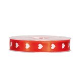 Geschenkband "Herz" rot/weiß 15 mm x 25 m