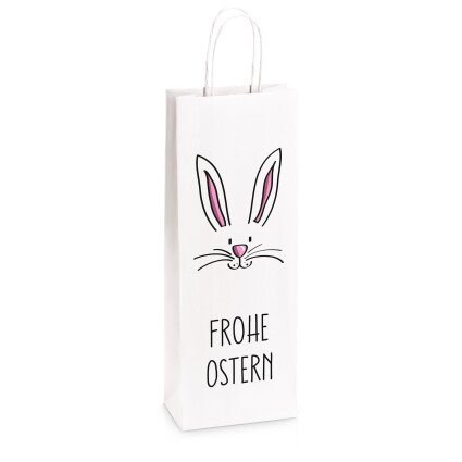Tragetasche aus Kraftpapier "Frohe Ostern" für eine Flasche