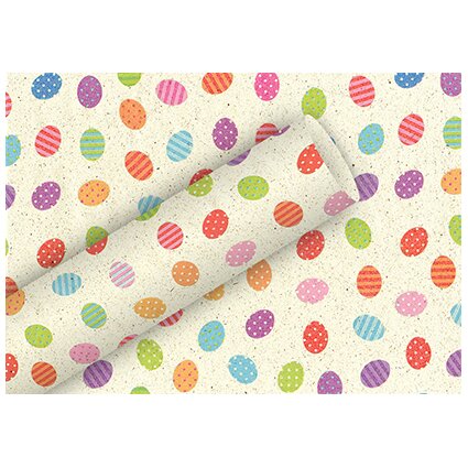 Geschenkpapier Ostereier bunt aus Graspapier, 1,5 m x 70 cm