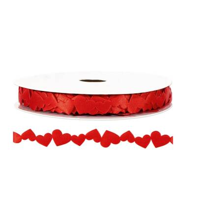 Geschenkband-Girlande "Herzen rot", 15 mm x 18 m