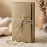 Geschenkband Raffia bronze/gold/weiß, 50 m