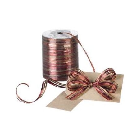 Geschenkband Raffia bordeaux, gold, rot, 50 m