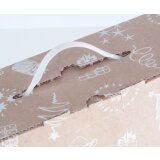 Christmas-Kombi mit Einlage für drei Flaschen Bocksbeutel mit Tragegriff. Präsentkarton